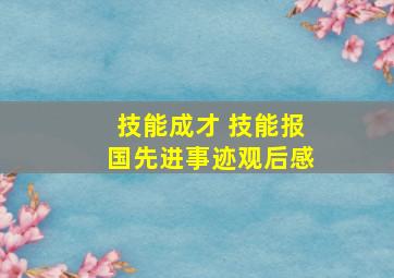 技能成才 技能报国先进事迹观后感